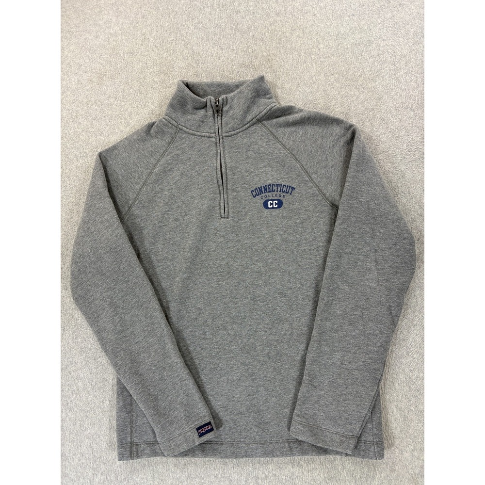 Connecticut College Camels 1/4 Zip Sweatshirt (Women's Large fits small) Gray
